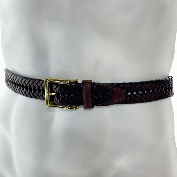 Men’s Belt unbranded Faux Leather Woven Dress Belt Brass Buckle Size 36" - Picture 6 of 6